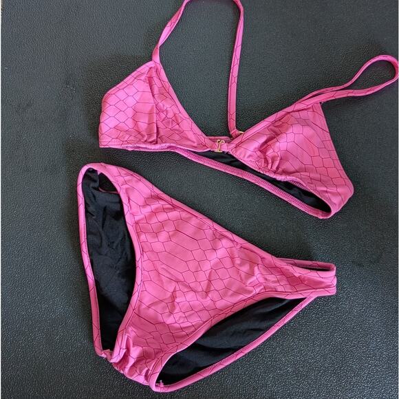 Zadig & Voltaire Pink Animal Print Bikini Set Triangle Top 2PC Swimsuit, XS/S - Picture 1 of 6